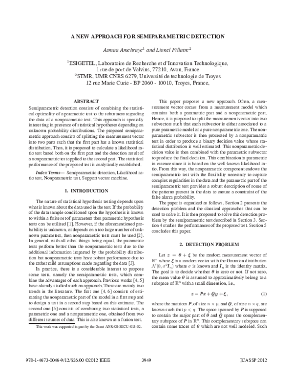 (PDF) A new approach for semiparametric detection