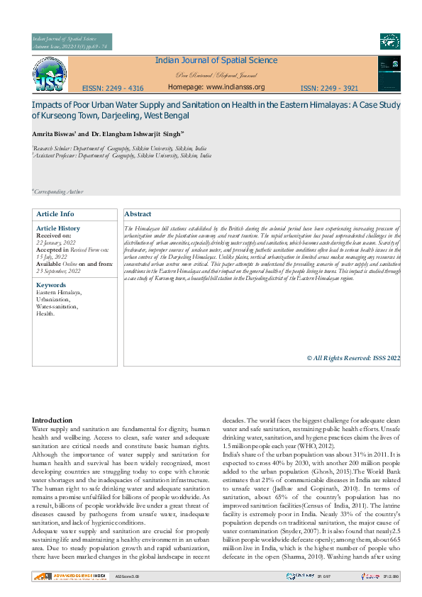 (PDF) Impacts of Poor Urban Water Supply and Sanitation on Health in ...