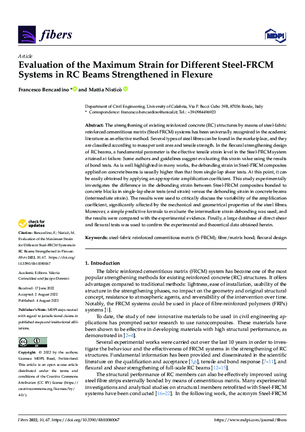 (PDF) Evaluation of the Maximum Strain for Different Steel-FRCM Systems ...