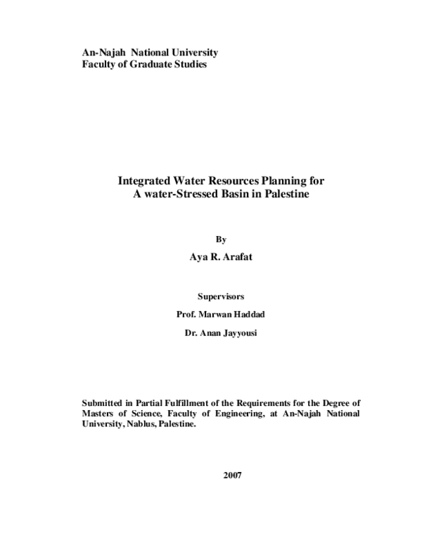 (PDF) Integrated Water Resources Planning for A water-Stressed Basin in ...