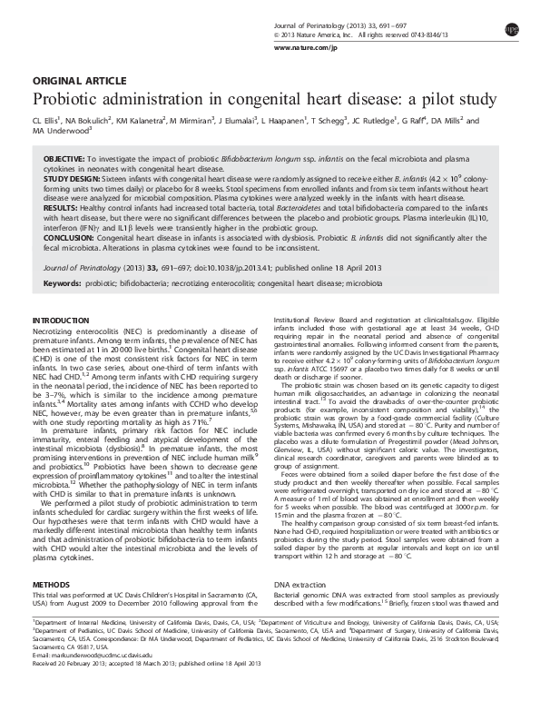 (PDF) Probiotic administration in congenital heart disease: a pilot ...