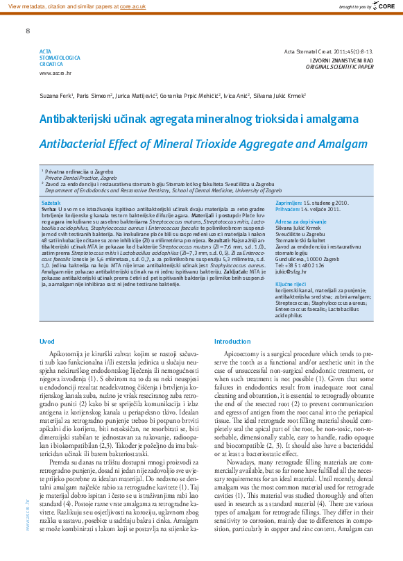 (PDF) Antibacterial Effect of Mineral Trioxide Aggregate and Amalgam