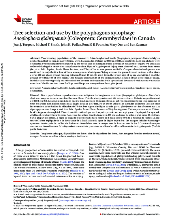 (PDF) Tree selection and use by the polyphagous xylophage Anoplophora ...