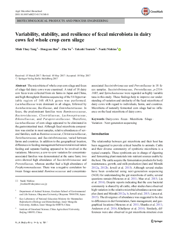 (PDF) Variability, stability, and resilience of fecal microbiota in ...