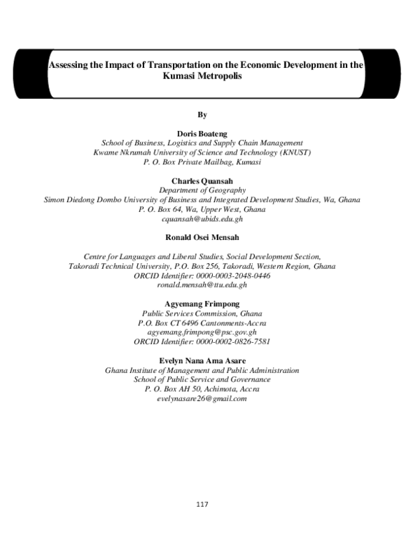 (PDF) Assessing the Impact of Transportation on the Economic ...