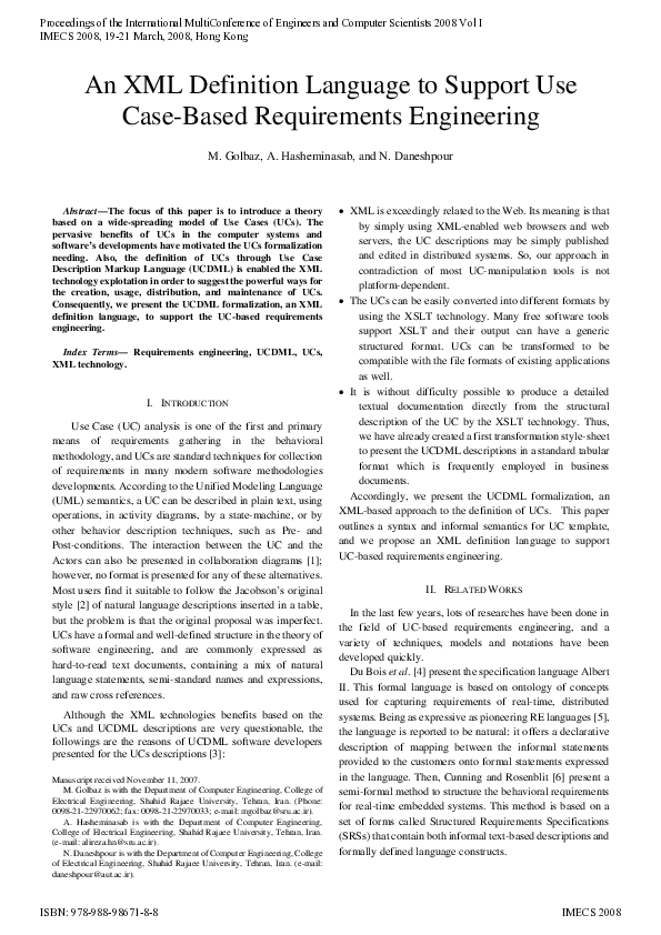(PDF) An XML Definition Language to Support Use Case-Based Requirements ...