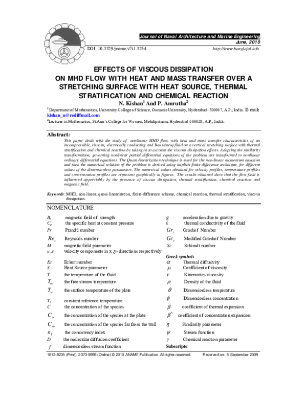 (PDF) Effects of viscous dissipation on MHD flow with heat and mass ...