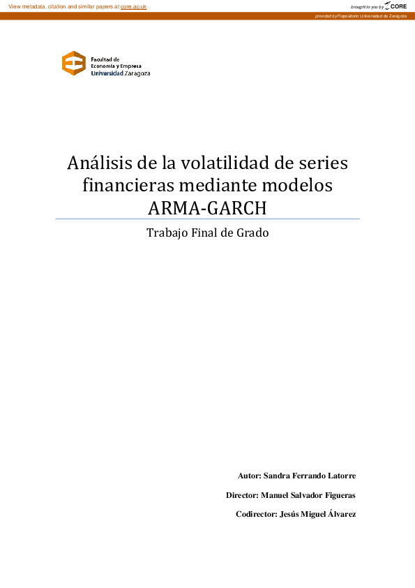 (PDF) Análisis de la volatilidad de series financieras mediante modelos ...