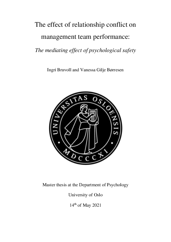 (PDF) The effect of relationship conflict on management team ...