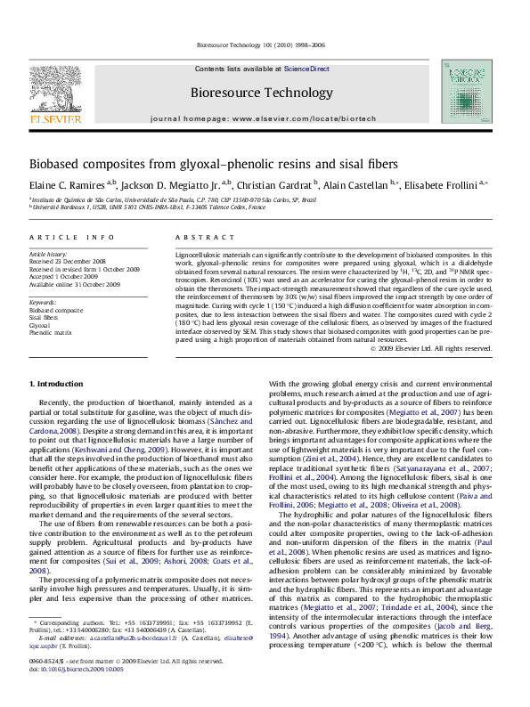 (PDF) Biobased composites from glyoxal–phenolic resins and sisal fibers