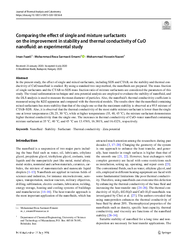 (PDF) Comparing the effect of single and mixture surfactants on the ...
