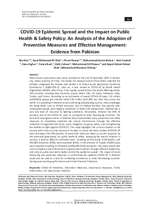 (PDF) COVID-19 epidemic spread and the impact on public health & safety ...