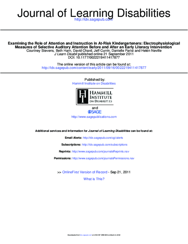 (PDF) Measures of Selective Auditory Attention Before and After an ...