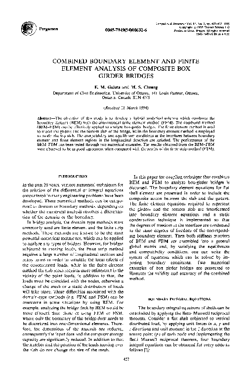 (PDF) Combined boundary element and finite element analysis of ...