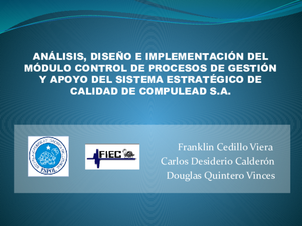 (PPT) Análisis, diseño e implementación del módulo control de procesos ...