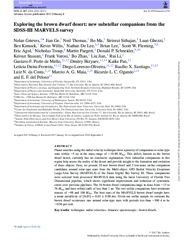 (PDF) Exploring the brown dwarf desert: new substellar companions from ...