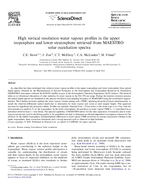 (PDF) High vertical resolution water vapour profiles in the upper ...