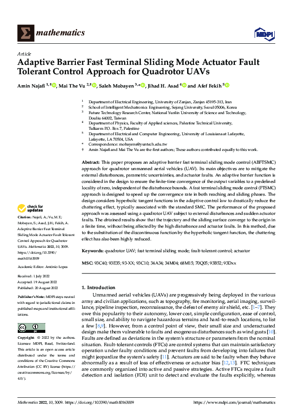 (PDF) Adaptive Barrier Fast Terminal Sliding Mode Actuator Fault ...