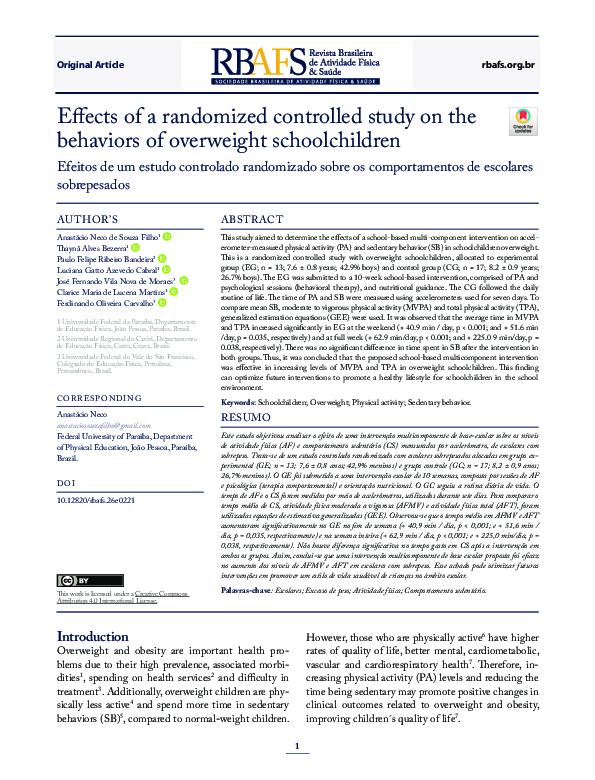 (PDF) Effects of a randomized controlled study on the behaviors of ...