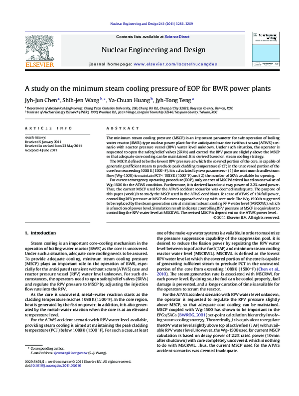 (PDF) A study on the minimum steam cooling pressure of EOP for BWR ...