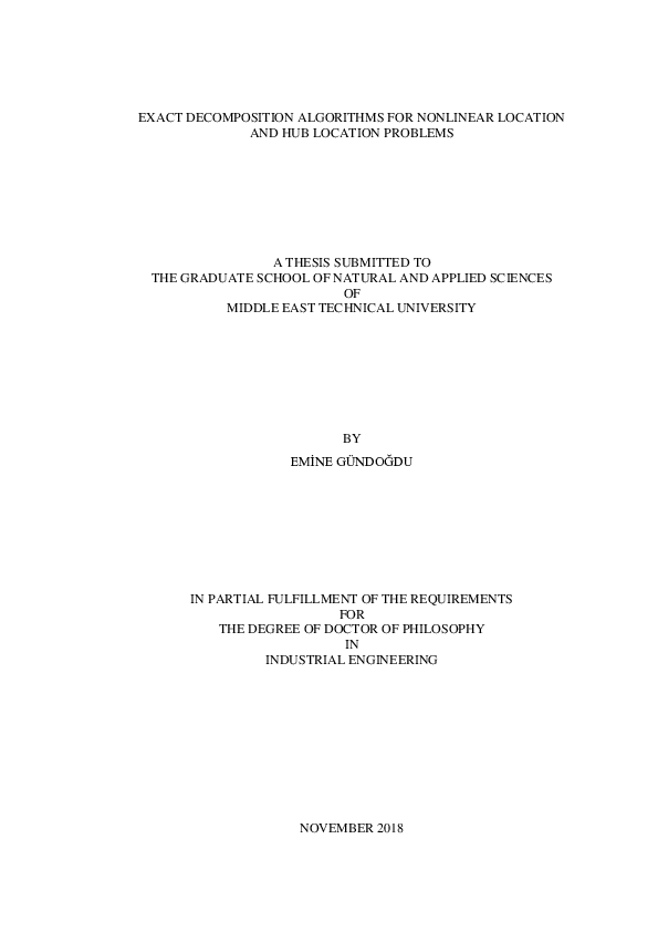 (PDF) Exact decomposition algorithms for nonlinear location and hub ...