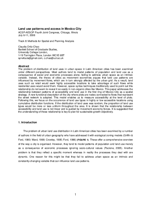 (PDF) Land use patterns and access in Mexico City