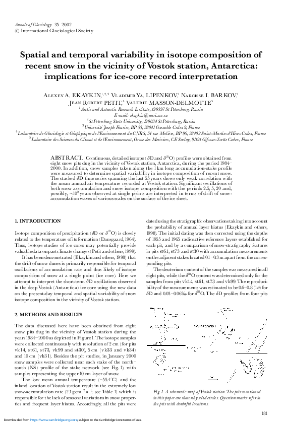 (PDF) Spatial and temporal variability in isotope composition of recent ...
