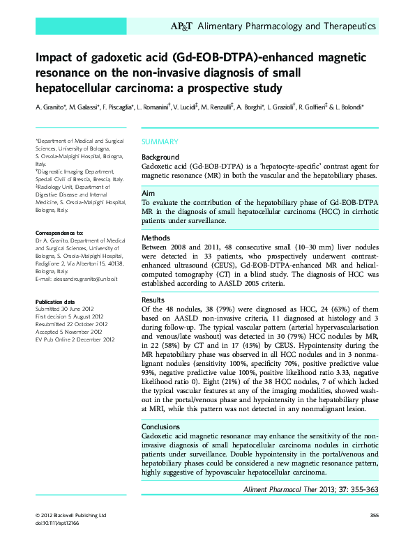 (PDF) Impact of gadoxetic acid (Gd-EOB-DTPA)-enhanced magnetic ...