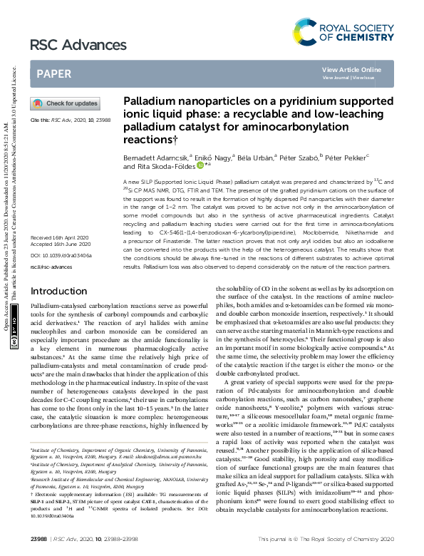 (PDF) Palladium nanoparticles on a pyridinium supported ionic liquid ...