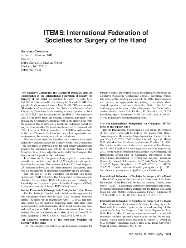 (PDF) ITEMS: International Federation of Societies for Surgery of the Hand