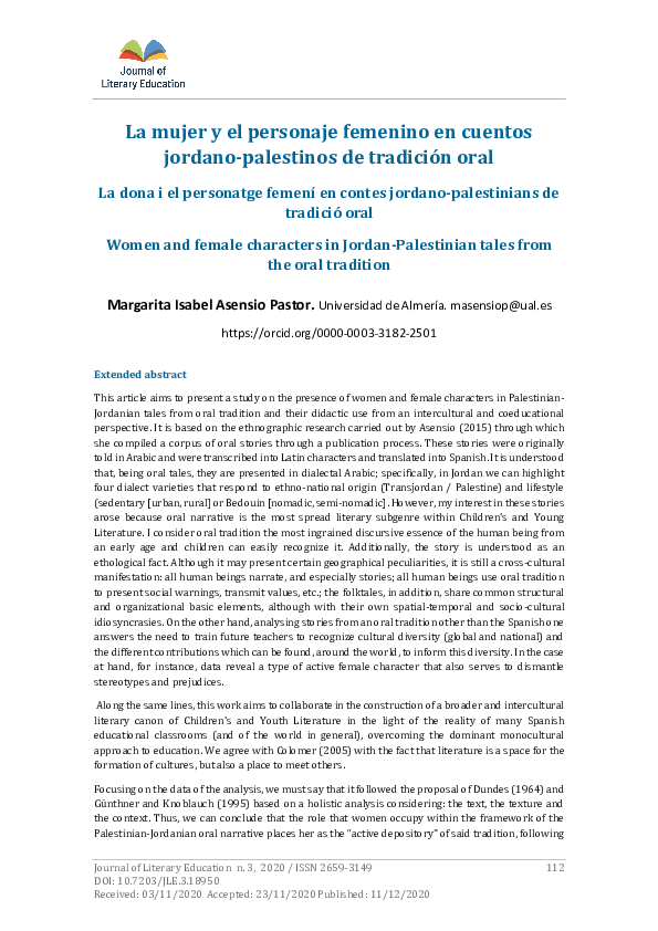 (PDF) La mujer y el personaje femenino en cuentos jordanopalestinos de