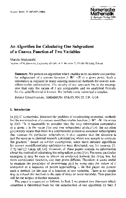 (PDF) An algorithm for calculating one subgradient of a convex function ...