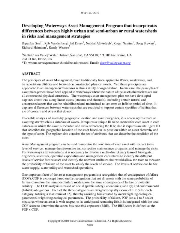 (PDF) Developing Waterways Asset Management Program that Incorporates ...