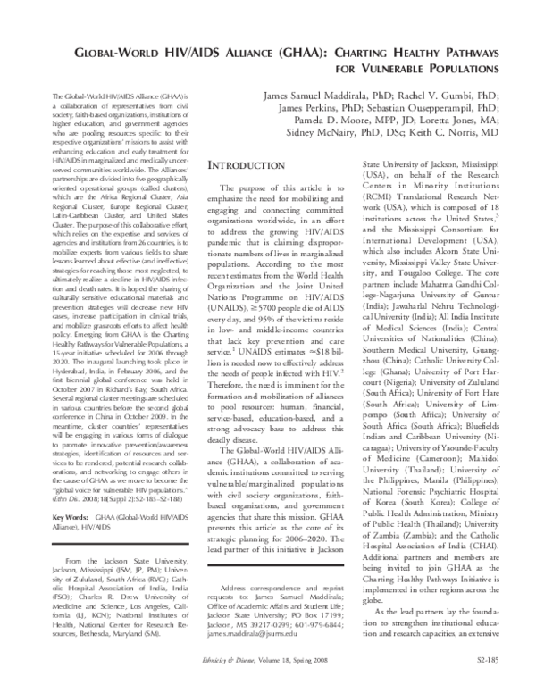(PDF) Global-World HIV/AIDS Alliance (GHAA): charting healthy pathways ...