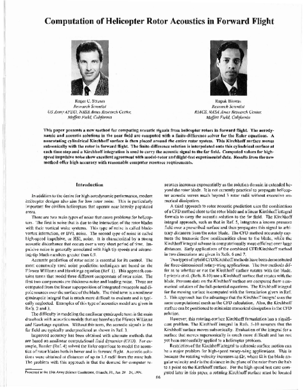 (PDF) Computation of Helicopter Rotor Acoustics in Forward Flight