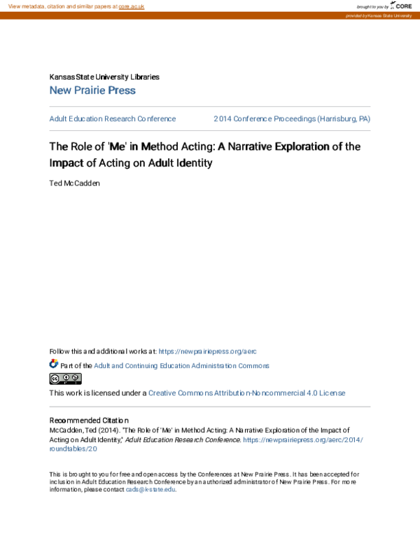 (PDF) The Role of \u27Me\u27 in Method Acting: A Narrative Exploration ...