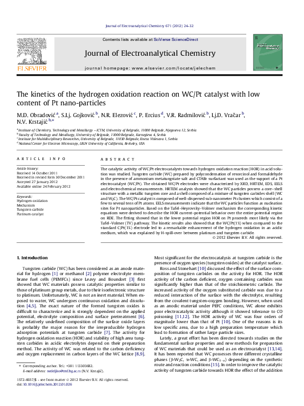 (PDF) The kinetics of the hydrogen oxidation reaction on WC/Pt catalyst ...