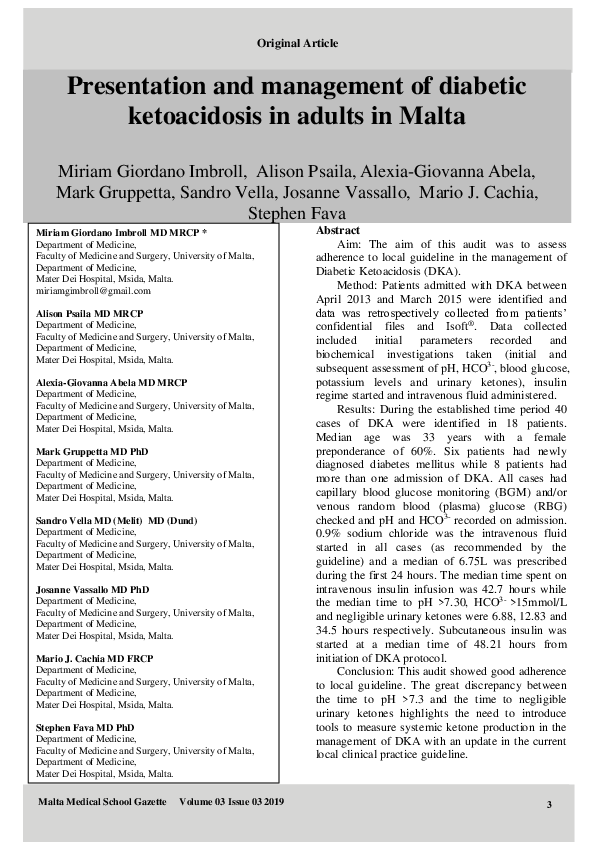 (PDF) Presentation and management of diabetic ketoacidosis in adults in ...