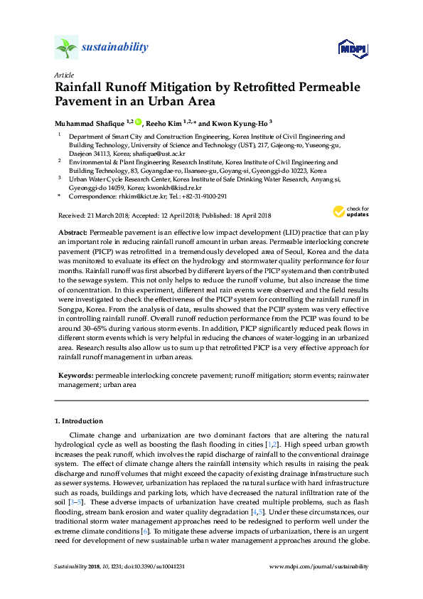 (PDF) Rainfall Runoff Mitigation by Retrofitted Permeable Pavement in ...