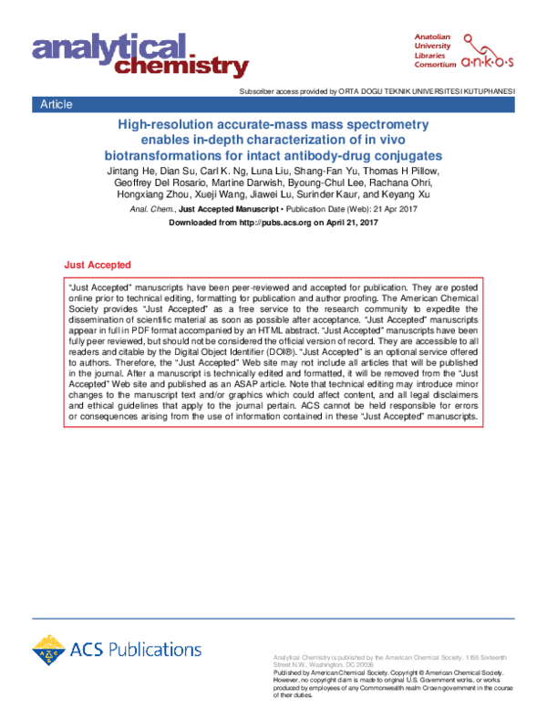 (PDF) High-resolution accurate-mass mass spectrometry enables in-depth ...