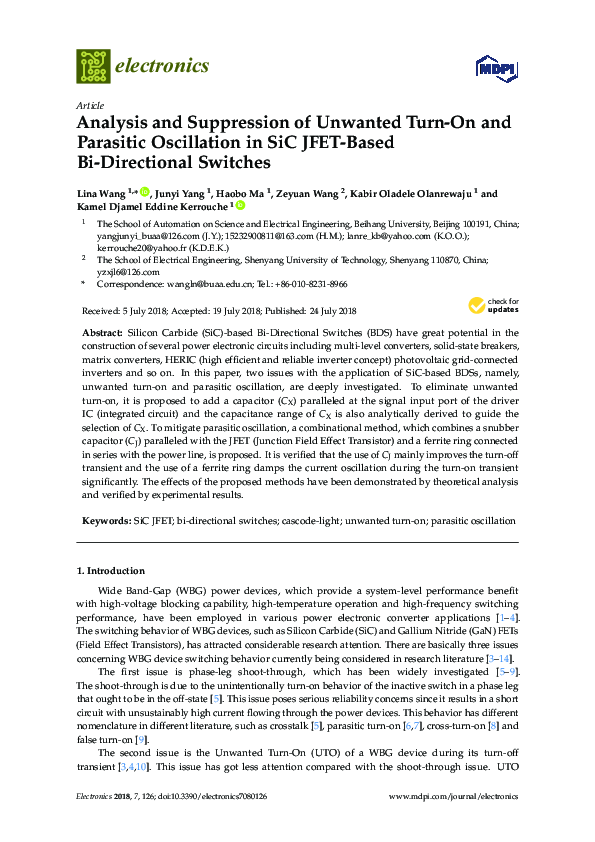(PDF) Analysis and Suppression of Unwanted Turn-On and Parasitic ...