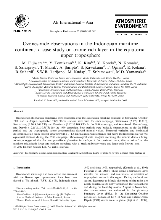(PDF) Ozonesonde observations in the Indonesian maritime continent: a ...