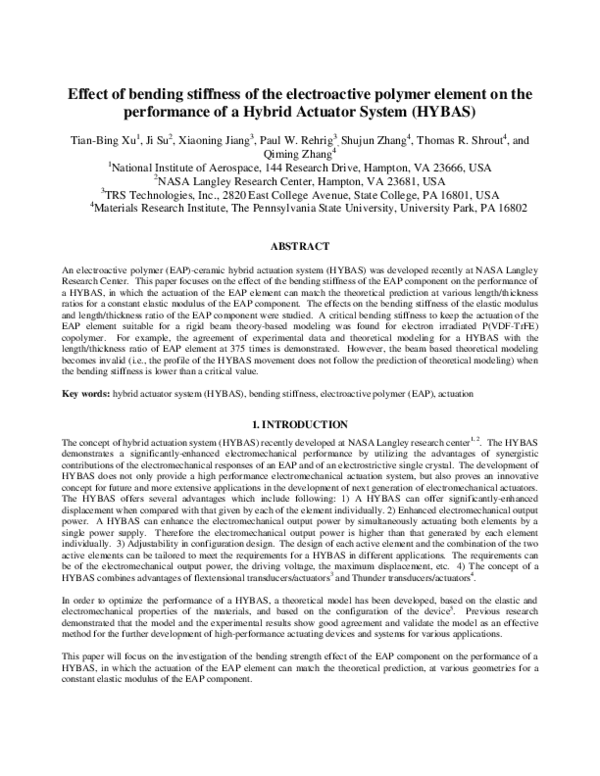 (PDF) Effect of bending stiffness of the electroactive polymer element ...