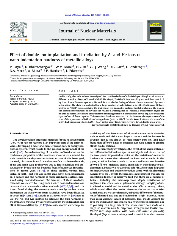 (PDF) Effect of double ion implantation and irradiation by Ar and He ...