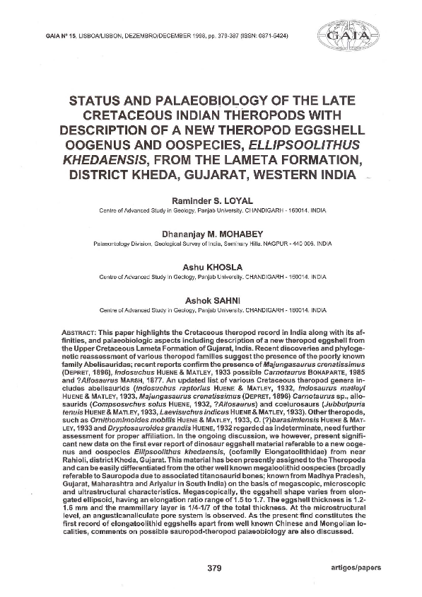 (PDF) Status and palaeobiology of the Late Cretaceous Indian theropods ...