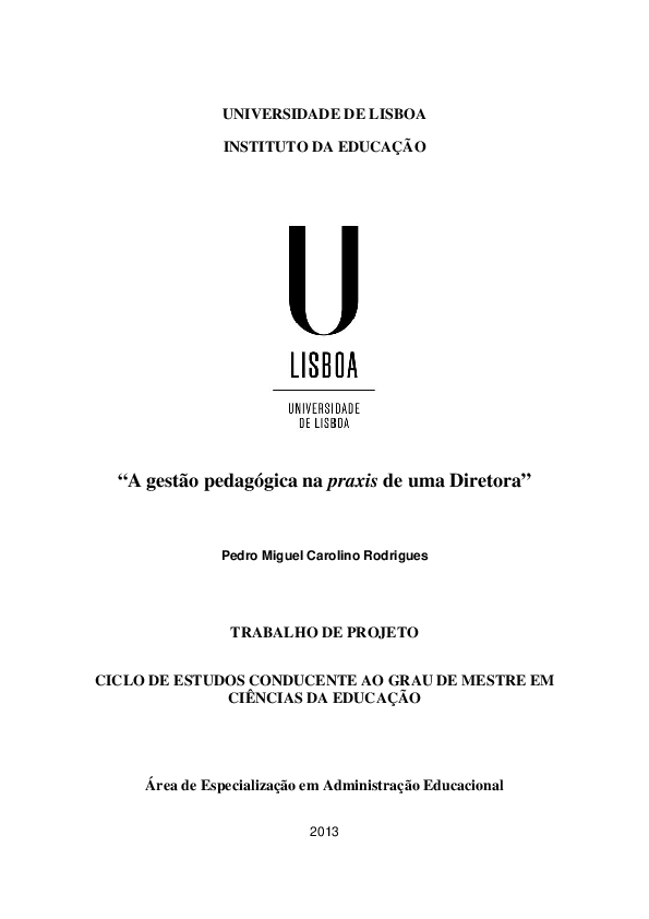 (PDF) A gestão pedagógica na praxis de uma diretora