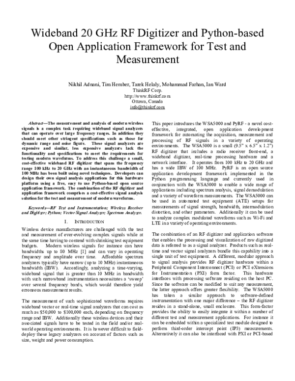 (PDF) Wideband 20 GHz RF digitizer and python-based open application ...