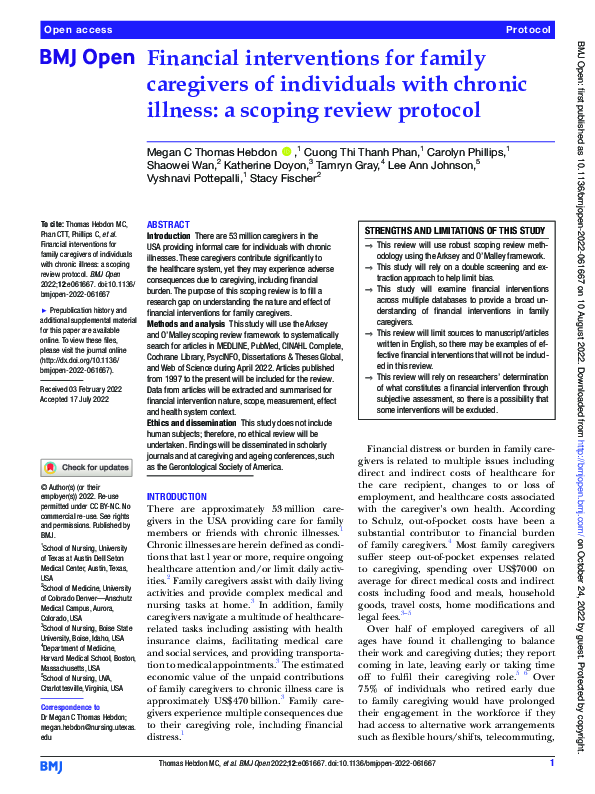 (PDF) Financial interventions for family caregivers of individuals with ...