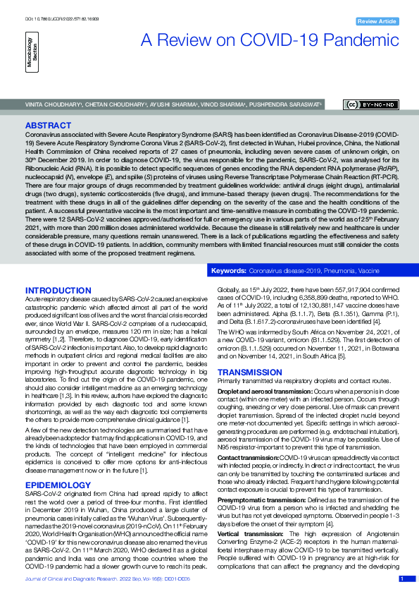 (PDF) A Review on COVID-19 Pandemic