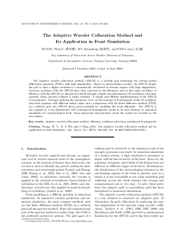 (PDF) The adaptive wavelet collocation method and its application in ...